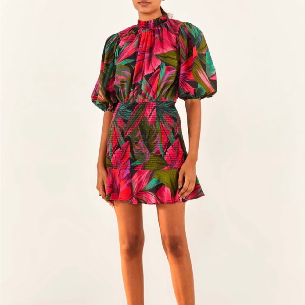 NWT FARM Rio- Midnight Leaves Mini Dress